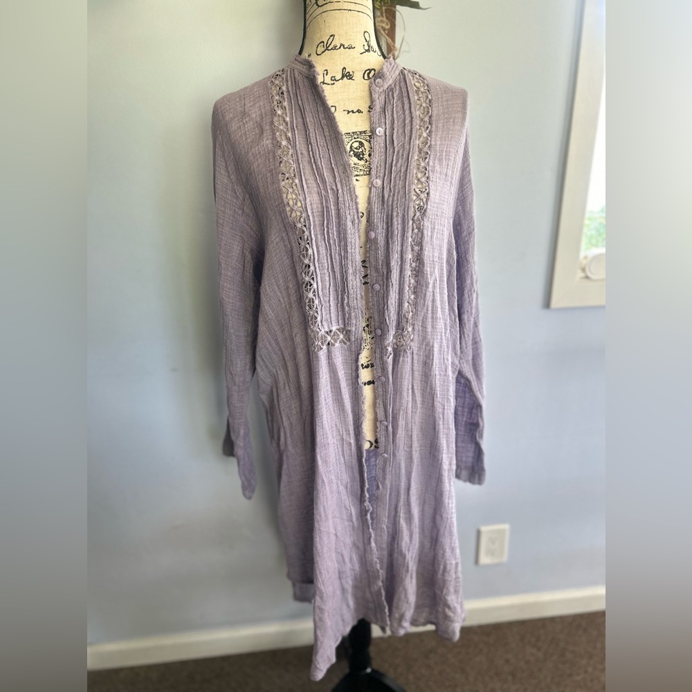 Free People One kimono cardigan bohemian hippie Gypsy indie festive  raw hem